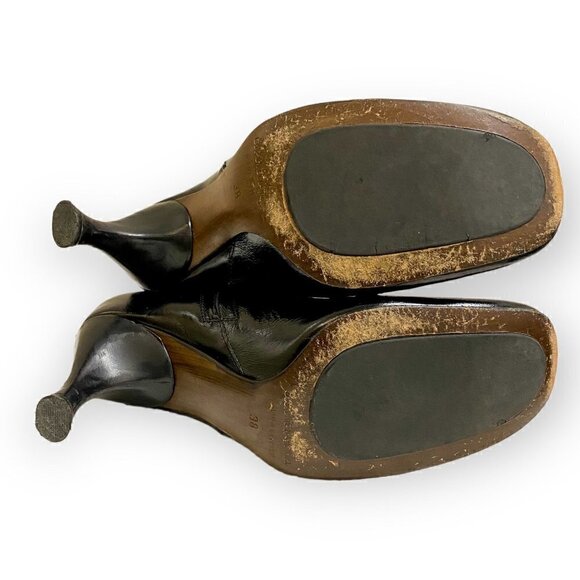 Vintage Costume National Black Crinkled Patent Leather  Double Zip Booties, 38EU - Picture 7 of 12